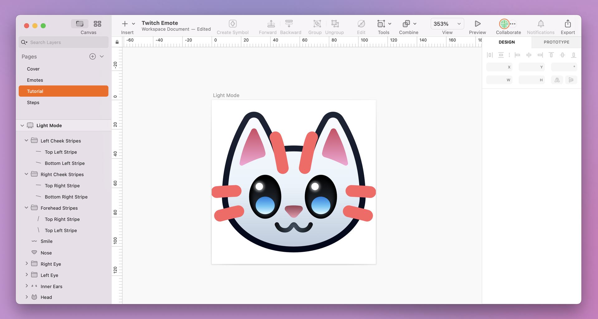 An image showing six lines drawn using the Line tool in Sketch.